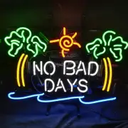 No Bad Days Sun Palm Tree 19"x15" Neon Sign Light War Art