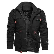 Men's Winter Coat Winter Jacket Fleece Jacket Work Jacket Street Casual Windproof Warm Fall Winter Tactical Cotton ArmyGreen Black khaki Jacket