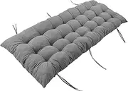 Thick Grey Non-Slip Bench Seat Cushion with Strap Indoor/Outdoor Rectangle Chair Mat for Patio Garden Dining Room Sofa Fits 2-3 Seater Wooden Bench 160x53x8cm