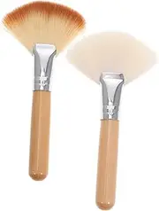 HONMEET 2pcs Loose Brush Setting Brush for Face Makeup Blush Brush Long Handle Soft for Women Makeup Tools