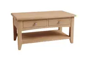 Elegance 2 Drawer Coffee Table With Shelf - Light Oak