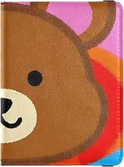 [Amooorous] Cute Cartoon Animal Bear Leather decorative Passport Card Holder Cover Combo Vaccine Case Protector Cover Wallet Passport Holder Ultra Slim, cute cartoon animal bear, 1 size