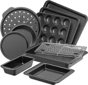 7-Piece Nonstick Baking Pan Set, Includes Cake, Loaf, Muffin, Cookie, Roast Pans
