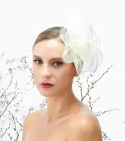 Ivory Bridal Feather Wedding Fascinator Hat Woman Headpiece Cocktail Tea Party