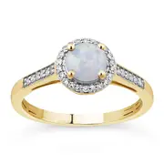 Created Opal & Diamond Ring in 9kt Yellow Gold