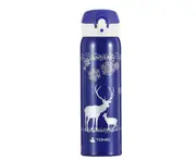 JunChang 500ml Cute Snowflake Double Layer Stainless Steel Vacuum Flask Outdoor Travel Simple and Stylish Vacuum Flask-Blue