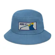 Denim Bucket Hat "Nuke It" Embroidered Golf Bucket Hat