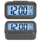 (Black)Digital Alarm Clock LED Large Display Electronic Night Light Snooze Fu GH
