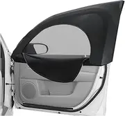 LoyaForba 2Pcs Car Window Shade, Zipper Breathable Side Sun Mesh, Auto Stretchy Front Rear Curtain Rays Cover Screen for Baby, Universal Vehicle Camping Privacy Protection (Front/33.5''×20.5'') Black