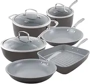 [Cuisine::pro] Swiss+Tec 6 Piece Ceramic Non Stick Cookware Set - Includes 20cm Frypan, 26cm Frypan, 26cm Grill Pan, 20cm Saucepan, 24cm Casserole Pot, 26cm Chef pan - Dishwasher Friendly