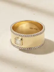 [Mateo] Mateo - Edge Cigar 14-karat Gold Diamond Ring - 7 7 Gold