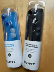 Two-pack Sony MDR-EX15LP noise isolation earbuds, Black & Blue