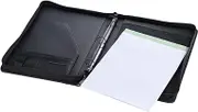 Professional A4 Portfolio with Zippered Closure, PU Leather Business Document Organizer with Multiple Pockets, Loose-Leaf Loop, Pen Holder Refillable Writing Pad