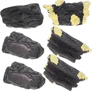 Toddmomy 6pcs Miniature Stone Tree Stump Model Decorative Micro Landscaping Ornaments for Home Outdoor Ornaments and Fairy Gardens