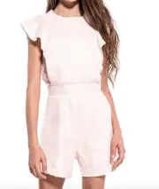 NWT Miss Behave Girls Pastel Pink Ruffle Rica Romper Short Sleeve Size 12P