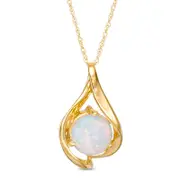 8.0mm Lab-Created Opal Teardrop Pendant in 10K Yellow Gold