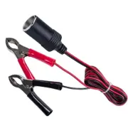 Car Socket Power Extension Cord with Battery Clamp-on Clip