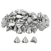 200Pcs Acrylic Spike Cone Studs, 10x12mm Flat Back Sew on Punk Beads (Silver)