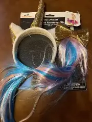 Unicorn Headband Gloves & Tail Halloween Costume Accessory Kit Adult