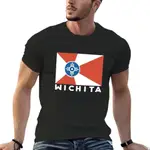 WICHITA / ICT FLAG T 恤夏季上衣海關男式大而高的 T 恤