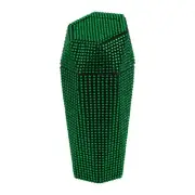 Car Trash Can Rhinestones Portable Car Cup Holder Plastic Trash Bin Green 1 Pcs