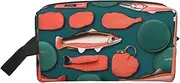 [FSCEV] Salmon Pattern Storage Bag Toiletry Bag Travel Bag Cute Cosmetic Bag Makeup Accessories, White, One Size
