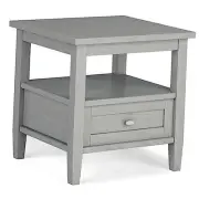 Warm Shaker Solid Wood 20 Inch Wide Rectangle Transitional End Side Table in