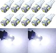 10pcs LED Car T10 194 168 SMD 5050 Wedge Tail Side Parking Light Globe 12V White