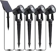 Solar Spot Lights Outdoor Waterproof IP65, Dual-Mode 1113/305 lm Warm White Solar Landscape Yard Pathway Uplights with Sensor & Tool-Free Install
