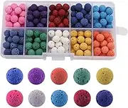 200pcs Round Lava Rock Beads Bulk,Crafts Loose Volcanic Rock Chakra Beads Lava Bead Kit for Making Essential Oil Diffuser Jewelry, Necklaces, Bracelets, and Rosary Malas (8mm)