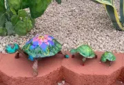 Handpainted Metal Turtle Yard Art Garden Decor