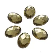 100 Champagne Flatback Acrylic Rhinestone Oval Gem Bead 13X18mm No Hole Glue on