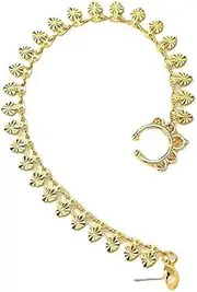 [Jascatin] Love Integrated Nose Rings Gold with Chain Nose to Ear Chain Dangle Tassel Small Heart Earring Hoop Nose Clip Pierced Earrings Hoop for Women, Metal, Metal