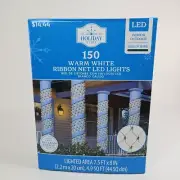 Holiday Time 150-Count Warm White Incandescent Ribbon Net Lights 7.5 feet New