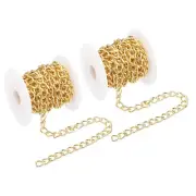 Total 20 Feet Curb Chain, Twisted Cuban Link Chain with Spool, Golden