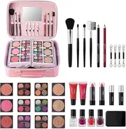 Full Makeup Kit, Makeup Brush Lipstick Full Kit Bundle, Waterproof Professional Makeup Kit, Makeup Case Set, Complete Makeup Kit, Easy To Use, Portable for Casual Events