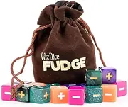 20 Fudge Dice GM Starter Pack: Mystical - 5 Sets of 4 Fudge Dice with Chocolate Brown Self-Standing Carry Bag by Wiz Dice