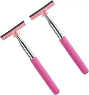 2 Pcs Mini Squeegee for Car Mirror, Retractable Car Rearview Mirror Wiper, Car Mirror Squeegee, Windshield Squeegee Long Handle, Squeegee for Car Windows, Car Window Squeegee (Pink)