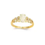 14k Yellow Gold Genuine Opal Diamond Ring