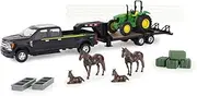 John Deere Kids 1:32 Ford Pickup with John Deere Tractor on Trailer Toy Set