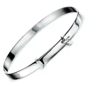 D for Diamond Christening Bangle B775 Girls Silver Diamond Set Cross