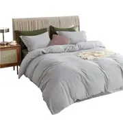 Light Grey Luxury Quilt Doona Duvet Cover And Pillowcases Set Reversible Bedding