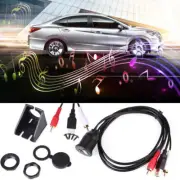 AUX Extension Dual RCA Cable Dash Flush Mount USB Port 3.5mm For Car Boat Truck