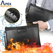 Fireproof Document Bag w/ Lock Waterproof File Cash Storage Safe Organizer Pouch