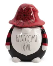 Rae Dunn Handsome Devil Gnome Halloween Canister Cookie jar In Black/Red NEW