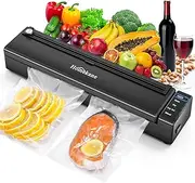 Vacuum Sealer Machine HOMEKANE, 80kPa Vacuum Food Sealer with Dry & Moist Food Preservation Modes, Built-in Cutter with 5 Sealing Bags for Food Storage, Black