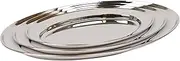 3pc 25cm-35cm Oval Stainless Steel Serving Platter Set - Large Party Dinner Snack Buffet Food Sandwich Display Tray Plates Dishes - by Argon Tableware