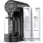 Ecoviva Countertop Reverse Osmosis System RO Water Filter, 4 Stage Filtration, Real-time TDS Monitor, 3:1 Pure to Drain, Zero-Installation Portable Water Purifier (WP-RO-200G Black), 4.3*12.1*12.1''
