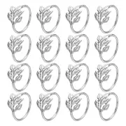 50Pcs Leaf Napkin Rings, Table Napkin Holders Buckles for Decorations, Silver