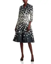 Teri Jon by Rickie Freeman Butterfly Button Front Dress